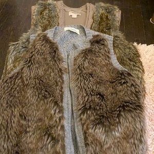 Two faux fur vest